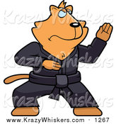 Critter Clipart of a Black Belt Ginger Karate Cat by Cory Thoman