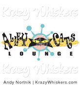 Critter Clipart of a Black Cat with Yellow Eyes on a Retro Alley Cats Lounge Sign by Andy Nortnik