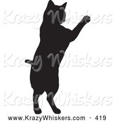 Critter Clipart of a Black Silhouetted Feline Jumping up on White by KJ Pargeter