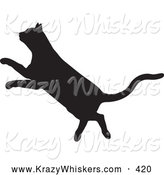 Critter Clipart of a Black Silhouetted Feline Leaping to the Left by KJ Pargeter