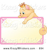 Critter Clipart of a Blank Sign with a Princess Cat by Pushkin