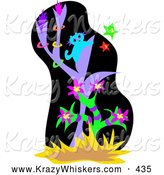 Critter Clipart of a Blue Cat Climbing in a Tree, Chasing Stars at Night by
