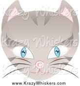 Critter Clipart of a Blue Eyed Beige Cat Face with a Copyright Symbol Nose by Melisende Vector