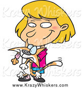 Critter Clipart of a Cartoon Girl Squeezing Her Kitty by Toonaday