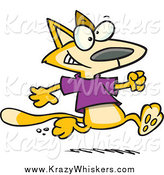 Critter Clipart of a Cartoon Yellow Cat Running in a T Shirt by Toonaday