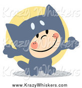 Critter Clipart of a Child Smiling and Dressed in a Gray Cat Halloween Costume by Hit Toon
