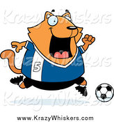 Critter Clipart of a Chubby Ginger Cat Playing Soccer by Cory Thoman