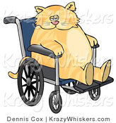 Critter Clipart of a Chubby Orange Tabby Cat Sitting in a Wheelchair in a Hospital by Djart