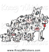 Critter Clipart of a Cloned Rabbit, Mouse, Fish, Cat, Bird, Pig, Dog, Cow and Horse by Dennis Holmes Designs