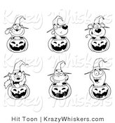 Critter Clipart of a Coloring Page of Animals in Halloween Pumpkins by Hit Toon