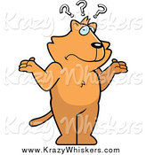 Critter Clipart of a Confused Ginger Cat Shrugging Under Question Marks by Cory Thoman