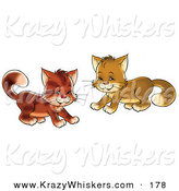Critter Clipart of a Couple of Playful Brown Kitty Cats Being Frisky by Alex Bannykh