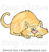 Critter Clipart of a Crouching Orange Cat While Preparing to Pounce on Prey by Djart