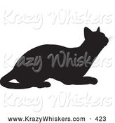 Critter Clipart of a Cute Black Silhouetted Feline Curiously Looking Upwards by KJ Pargeter
