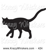 Critter Clipart of a Cute Black Silhouetted Feline Walking in Profile by KJ Pargeter