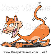 Critter Clipart of a Cute but Devilish Orange Cat Scratching the Ground, with a Shadow by Dennis Holmes Designs