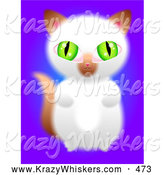 Critter Clipart of a Cute Green Eyed Brown and White Kitten Sitting up on Its Hind Legs and Begging on Purple by Prawny
