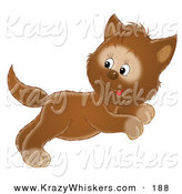 Critter Clipart of a Cute Jumping Brown Kitten Jumping and Looking Back by Alex Bannykh