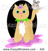 Critter Clipart of a Cute Mouse on a Beige Cat, on White by