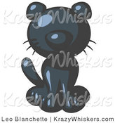 Critter Clipart of a Cute Navy Blue Kitten Looking Curiously at the Viewer by Leo Blanchette