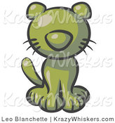 Critter Clipart of a Cute Olive Green Kitten Looking Curiously at the Viewer by Leo Blanchette