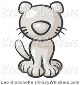 Critter Clipart of a Cute White Kitten Looking Curiously at the Viewer by Leo Blanchette