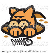 Critter Clipart of a Dirty Orange Cat in a Muddy Hole After Digging out a Fish Bone by Andy Nortnik