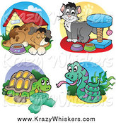 Critter Clipart of a Dog, Cat, Tortoise and Snake by Visekart