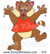 Critter Clipart of a Excited Hyper Brown Cat in a Shirt, Running Forward by Dennis Holmes Designs