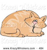 Critter Clipart of a Fat Orange Cat with a Mouse Tail Hanging out of His Mouth by Djart