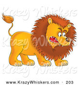 Critter Clipart of a Fearsome Aggressive Young Male Lion Growling and Baring His Teeth by Alex Bannykh