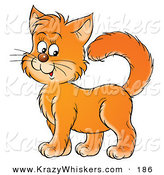 Critter Clipart of a Friendly Orange Kitten Cat Standing Proud and Smiling by Alex Bannykh