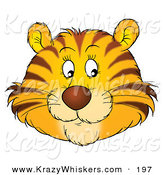 Critter Clipart of a Friendly Orange Tiger Face with Whiskers, Glancing off to the Right by Alex Bannykh