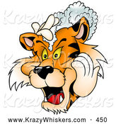 Critter Clipart of a Friendly Tiger Washing His Mane with Shampoo by Dero
