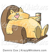 Critter Clipart of a Funny Human-like Orange Tabby Cat Sitting on a Recliner Chair with a Can of Beer by Djart