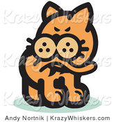 Critter Clipart of a Ginger Cat Biting His Tail to Ease a Flea Itch by Andy Nortnik