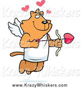 Critter Clipart of a Ginger Cupid Cat Shooting Heart Arrows by Cory Thoman