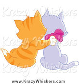 Critter Clipart of a Ginger Tabby Kitten Cuddling with a Purple Kitten by Yayayoyo
