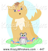Critter Clipart of a Happy and Friendly Brown Cat by