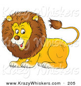 Critter Clipart of a Happy and Playful Young Male Lion with a Furry Mane by Alex Bannykh