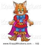 Critter Clipart of a Happy Brown Cat in Clothes and Boots, Puss in Boots by Alex Bannykh