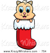 Critter Clipart of a Happy Cat in a Christmas Stocking by Cory Thoman