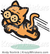Critter Clipart of a Happy Cat Running and Pouncing Through the Air by Andy Nortnik