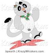 Critter Clipart of a Happy Gray and Black Cat Dancing and Smiling by