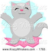 Critter Clipart of a Happy Gray Cat by