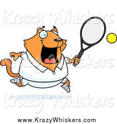 Critter Clipart of a Happy Orange Cat Playing Tennis by Cory Thoman