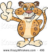Critter Clipart of a Happy Peaceful Leopard Smiling and Gesturing the Peace Sign by Dennis Holmes Designs