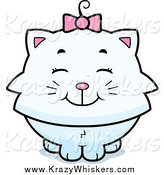 Critter Clipart of a Happy White Kitten by Cory Thoman
