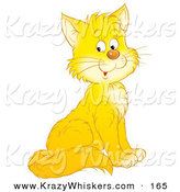 Critter Clipart of a Happy Yellow Kitty Cat with White Cheeks and Chest by Alex Bannykh