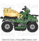 Critter Clipart of a Lazy Ginger Cat Resting on the Seat of a Green Quad by Djart